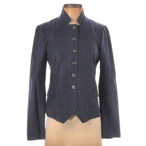 J Crew Navy Blue Lightweight Wool Blazer, Military Jacket, Stand Collar, Small